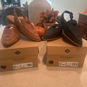Sperry Saybrook Slingback Mules Shoes Flats Leather Size 6